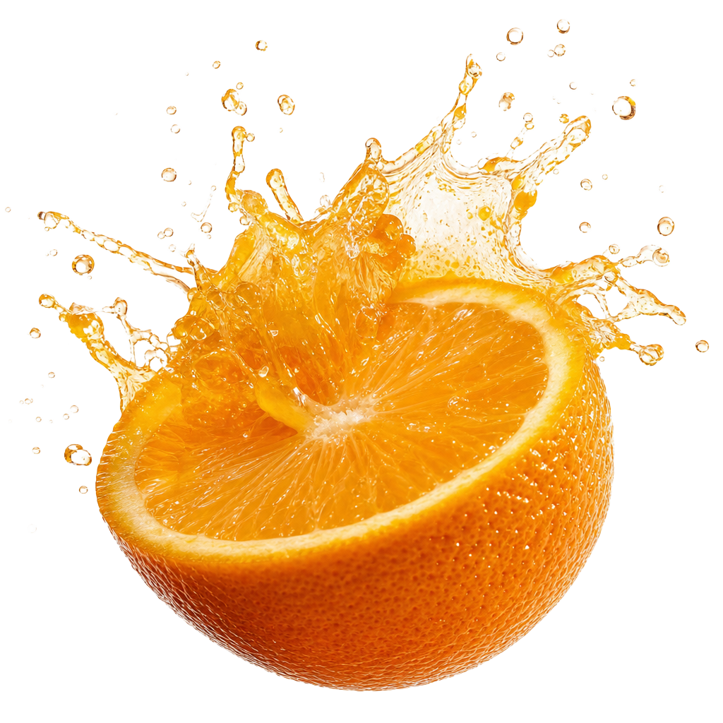 Gajo de naranja explotando